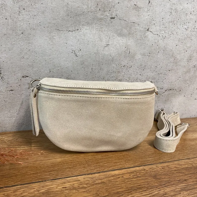 product custom sport crossbody shoulder hipbag belt fanny pack suede waist bag with adjustable leather strap-2