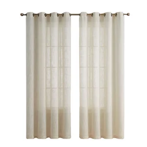 Simple Solid Color Sheer Curtain Design Cheap Ready Linen Sheer Curtains for Living Room Bedroom