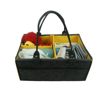 Custom Large Capacity Portable Foldable Felt Nursery Storage Basket Multifunction Multifunction Handle Fashionable Lady Style