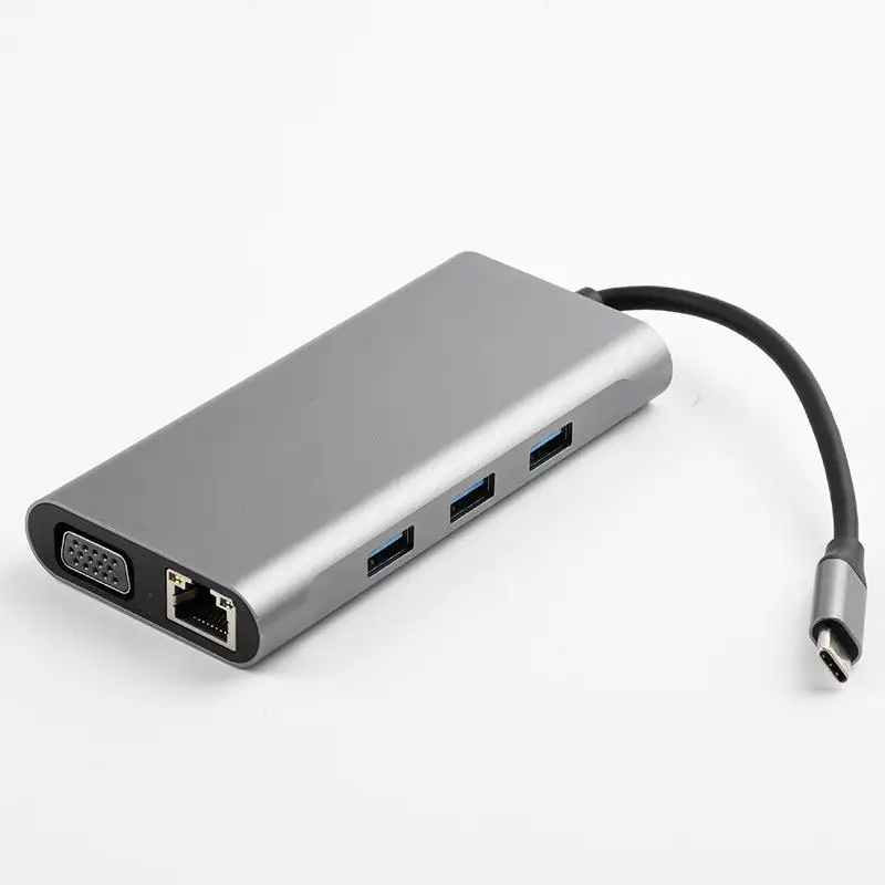 New Design Usb c Hub 10-in-1 Type c Hub USBC Hub Multiport Adapter for Mac Smart Phones with Ethernet