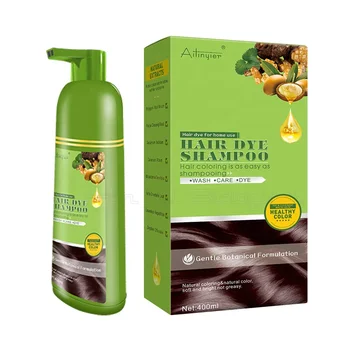 OEM Low Price No Damage Brown Hair Color Dye Shampoo with Plant Formula Semi Permanent Speedy Hair Dye Shampoo For Men and Women