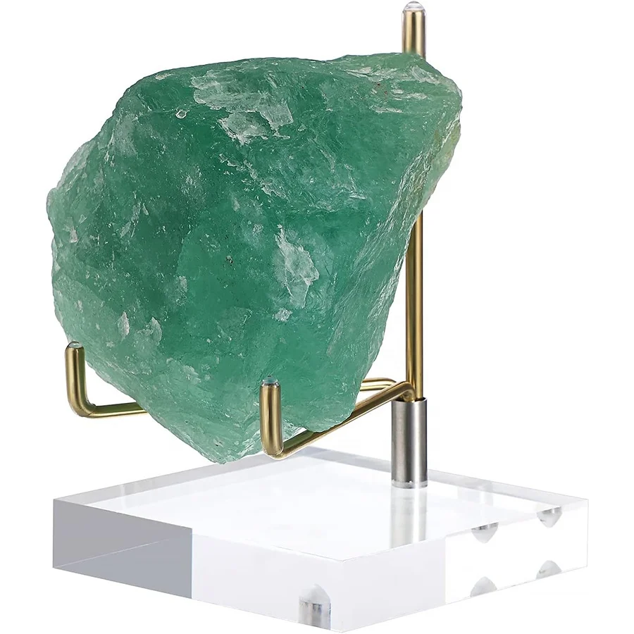 Adjustable 3.1x3.1x4.5 Inch Clear Acrylic Display Stand Holder Metal Arms Gemstones Agate Slabs Display Easel Stands Crystals