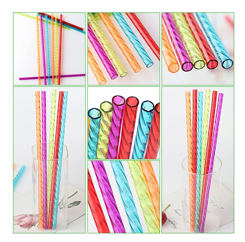Swirly Reusable Tumbler Straws,Ecofriendly Hard Plastic Drinking Swirl