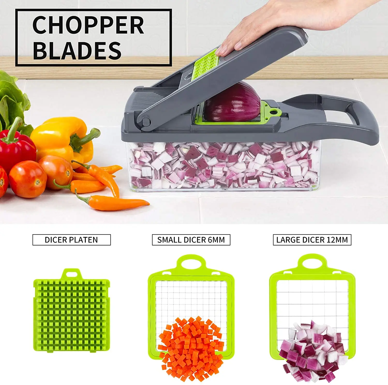 13 in 1 Vegetable Chopper Multifunctional Fruit and Vegetable Cutter Slicer Veggie Chopper with 7 Different Blades and Container