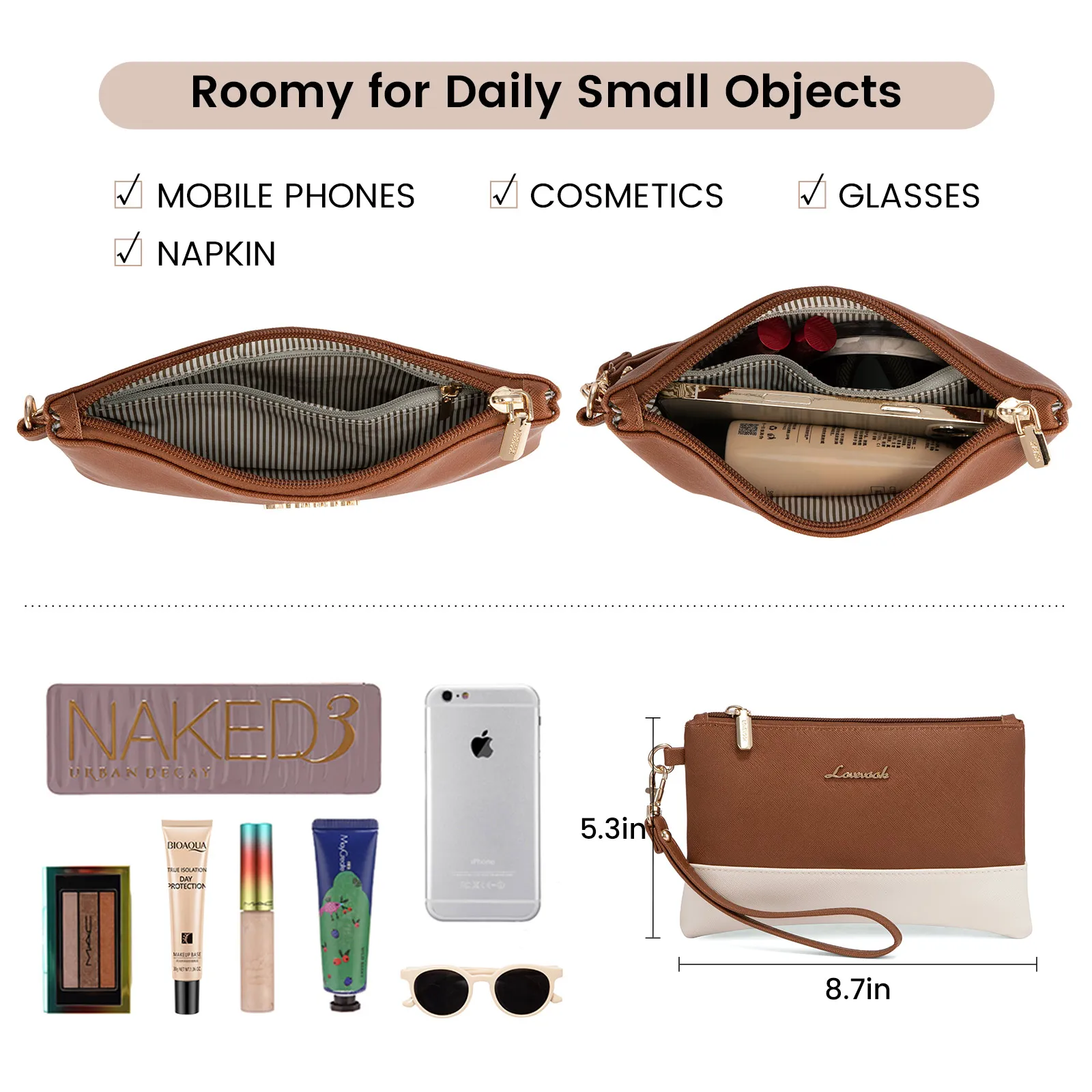 Sac à Main LOVEVOOK 15.6" En PU Avec USB - Sac à Bandoulière Femme