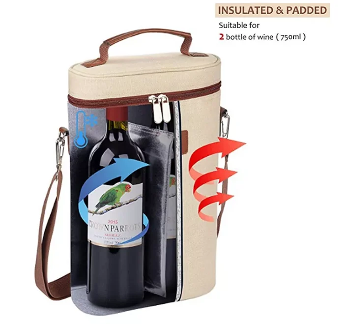 Custom Small Moq 2 Bottles Christmas Nylon Insulated Wine Coller Bag