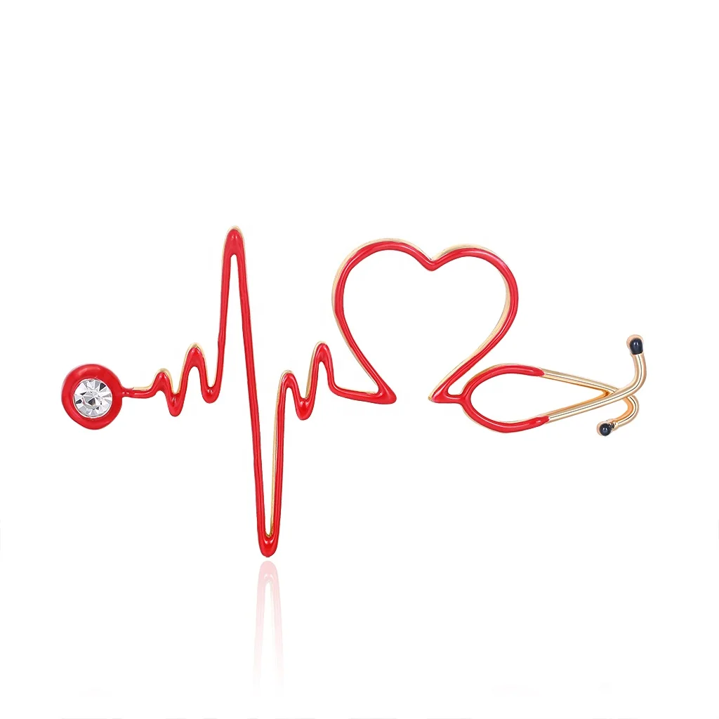 Spille Mediche TINEASUR 2pz - Distintivi Cuore EKG Per Infermieri E Medici