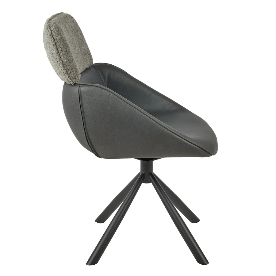 Fabric Patchwork Design High Back Chairs Armless Dining Chair 360° Swivel Bucket Chair