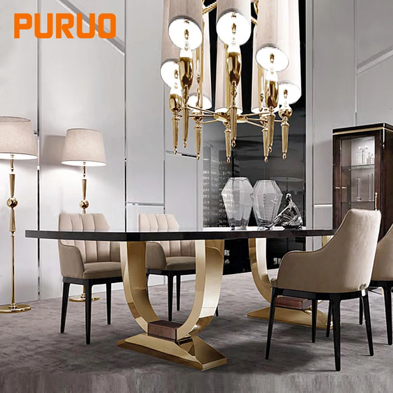 Marble Table Top Replacement Dining Table Modern Stainless Steel  Base Wedding Furniture Event Furniture for Dining Furniture