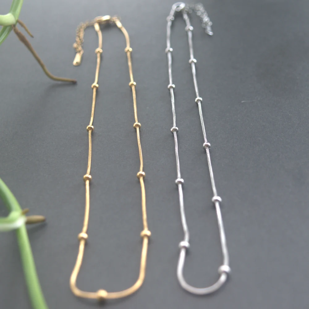 90s Fashion Stainless Steel Summer Outfits Chic Hypoallergenic Gold Asethetic Flat Snake Chain Choker Elegant Necklace Women