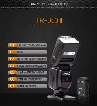 Triopo DSLR Camera Flash Light TR-950ii + G4 TR950 II Universal Flash Hot Shoe Speedlite Manual detail image