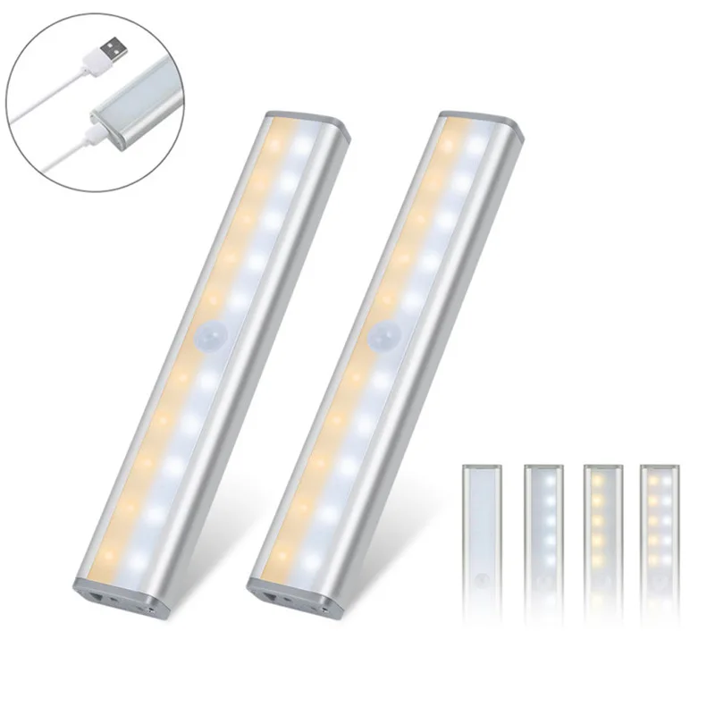 NEW 20LED CCT Switchable PIR Motion Sensor Night Lights USB Rechargeable LED Night Light for Cabinet Kitchen Wardrobe Lighting