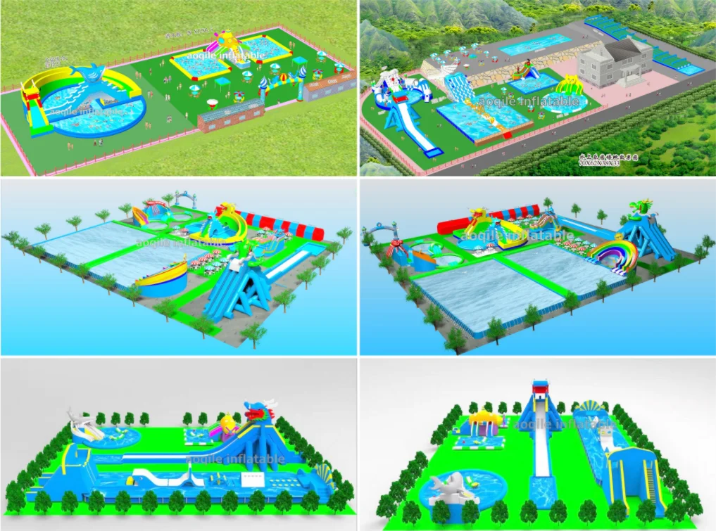 Equipo de diversión acuática, parque acuático inflable al aire libre de verano