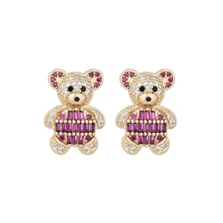 Mignonnes Boucles D'oreilles Clous Ourson En Peluche En Or 14 Carats - Parfaites Pour Bébé Ou Cadeau Naissance