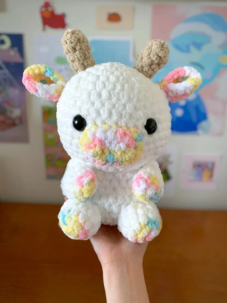 Cow Plush Cartoon Cute Stuffed Animal Toy Amigurumi Crochet Cow Plush ...