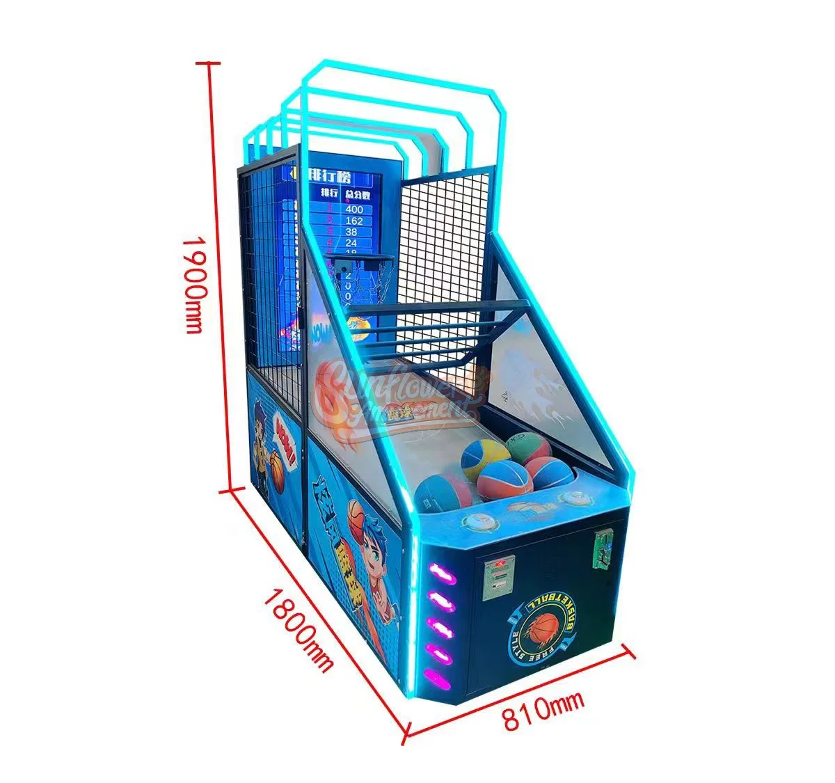 Coin Operated Kids Arcade Game Machine Electronic Indoor Sports Mini Basketball Shooting Game With Screen