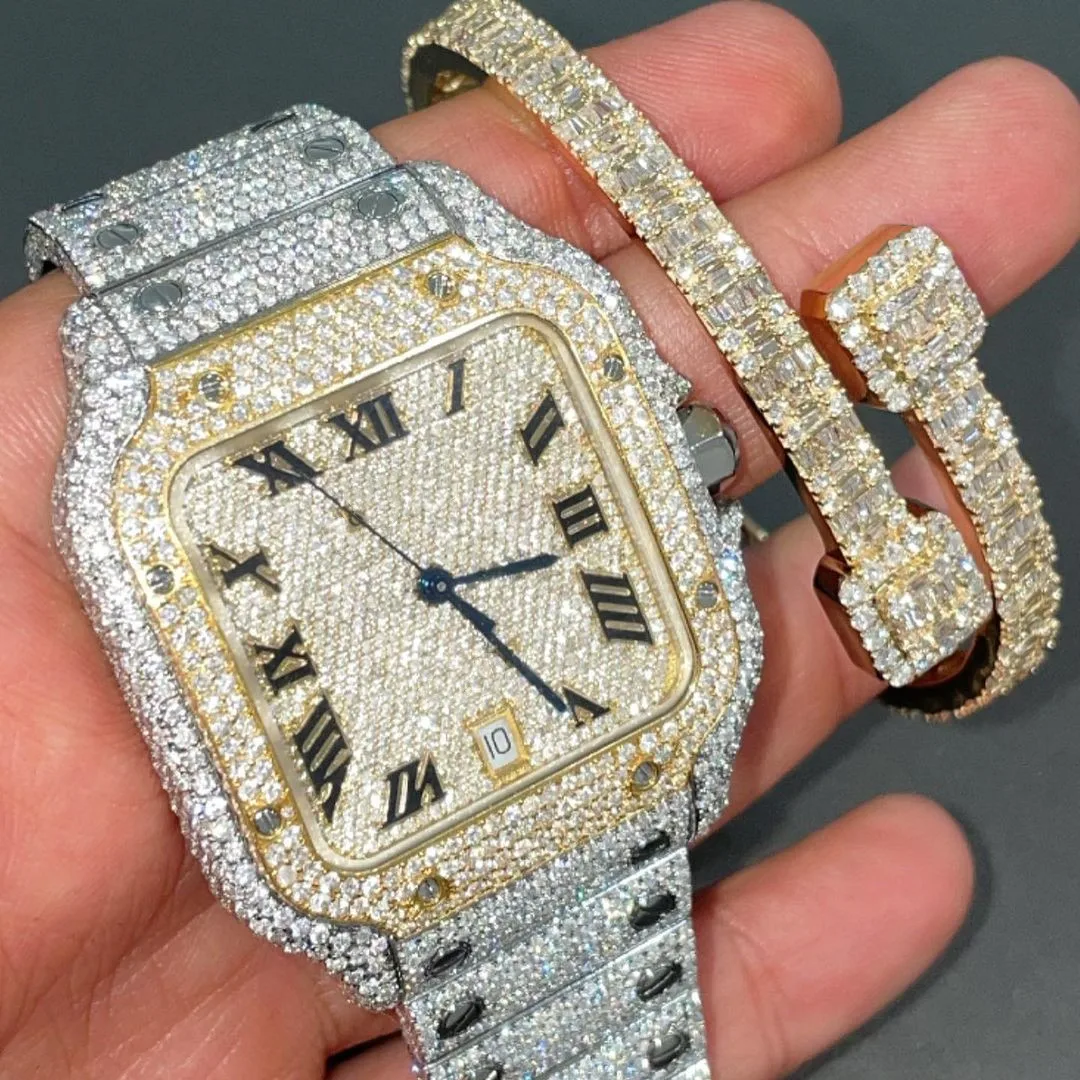 Iced out cz discount watch