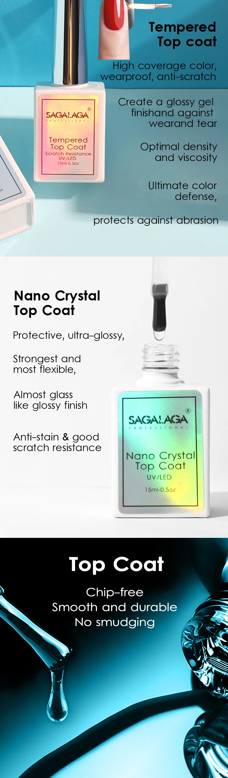 Gel Polish Base And Top Coat No Wipe Customize Super Shine Uv Gel Nails