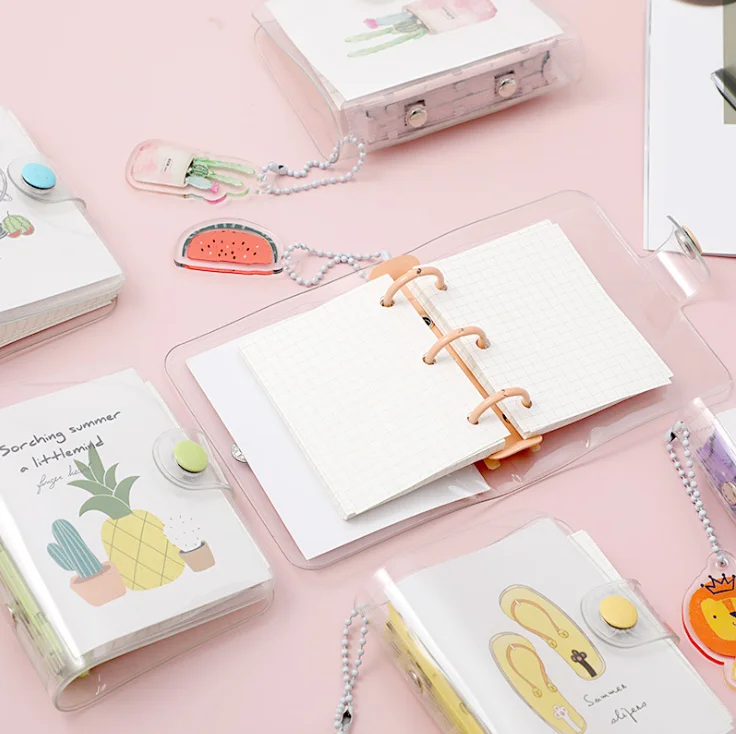 Qiaoxi Mini 3 Ring Binder Covers With Binder Inner Papers Storage Bags