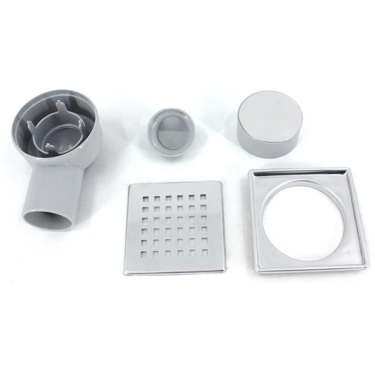 Plastic Point Drain With square Shape and square Holes Pattern High Quality SS304 or SS201 Available With Dry and Wet Siphon