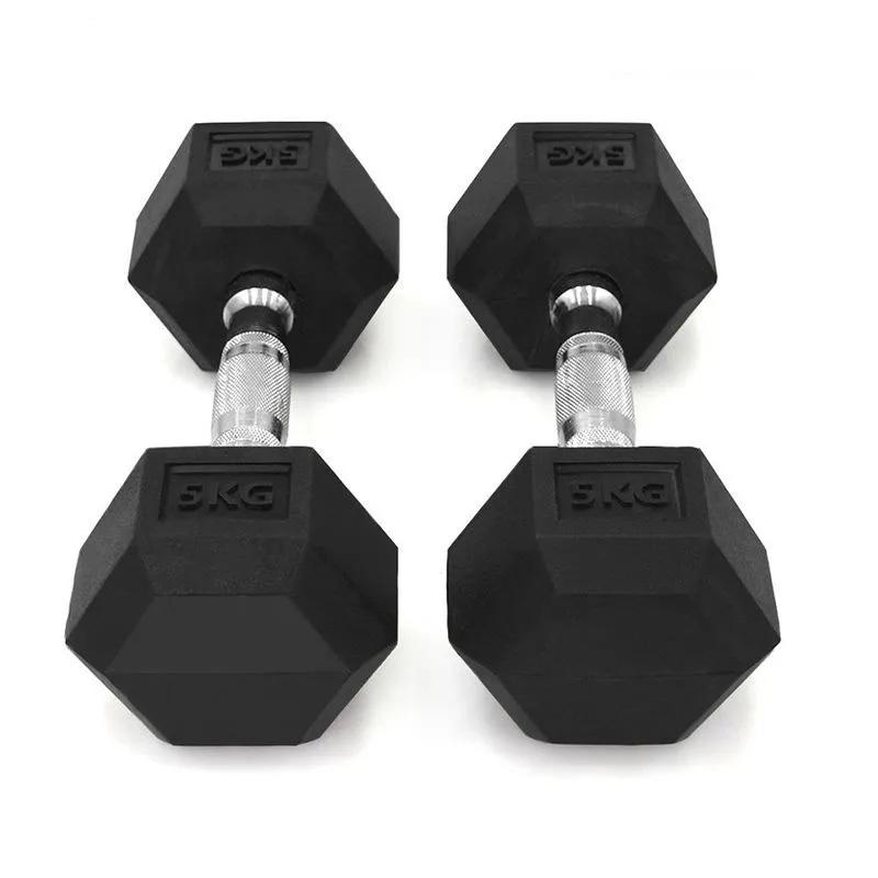 Bodybuilding Equipment Factory Direct Selling Hexagonal Dumbbell Set With Rack 5-110LB Rubber Hex Dumbbells