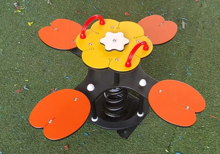 Children's outdoor garden game spring seesaw four-seater flower shape toddler seesaw playground toys hot sale