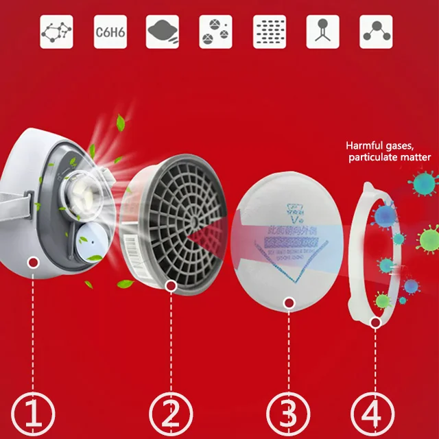 Factory Half Face Gas Mask Chemical Respirator Silicone Silicone Seal