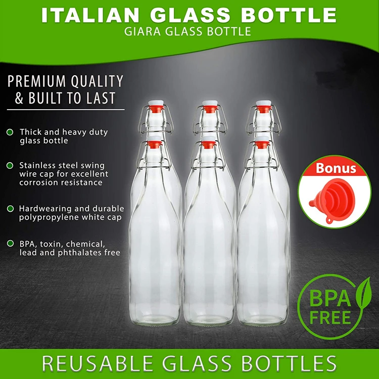 33oz Swing Top Glass Bottles,Stiped Glass Flip Top Bottle