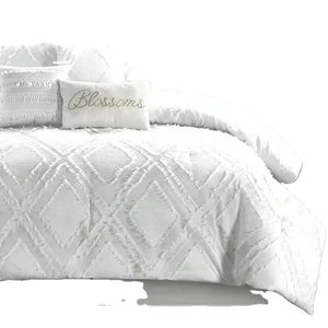 Tufted Duvet Cover White Queen Comforter Cover King Twin Dorm Bedding Set Duvet Cover Full Clipping and Carving