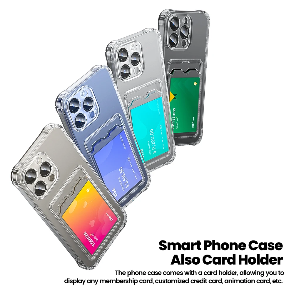 Toocki Premium TPU Case Card Storage Shockproof Wireless Charging for Daily Shopping