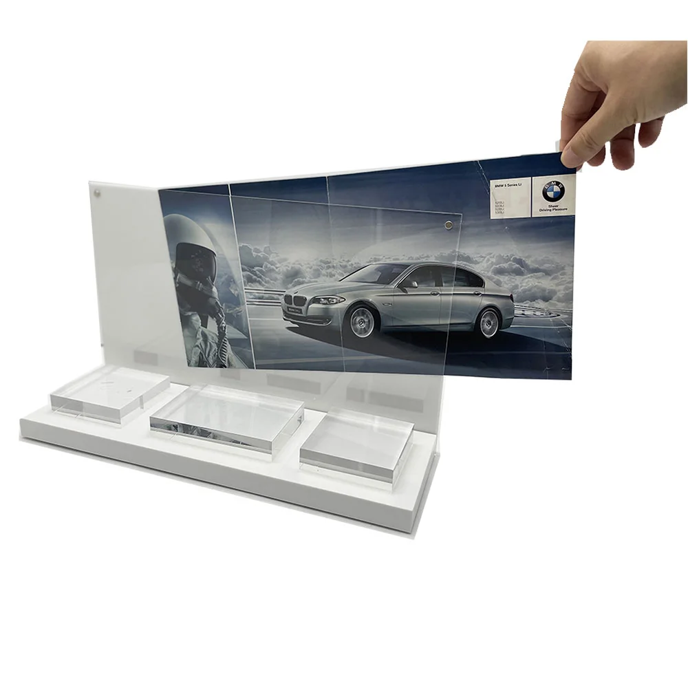 RAY YI Custom Counter Top Display Cosmetic Perfume Essential Oil LED Acrylic Light Display Stand for Shop