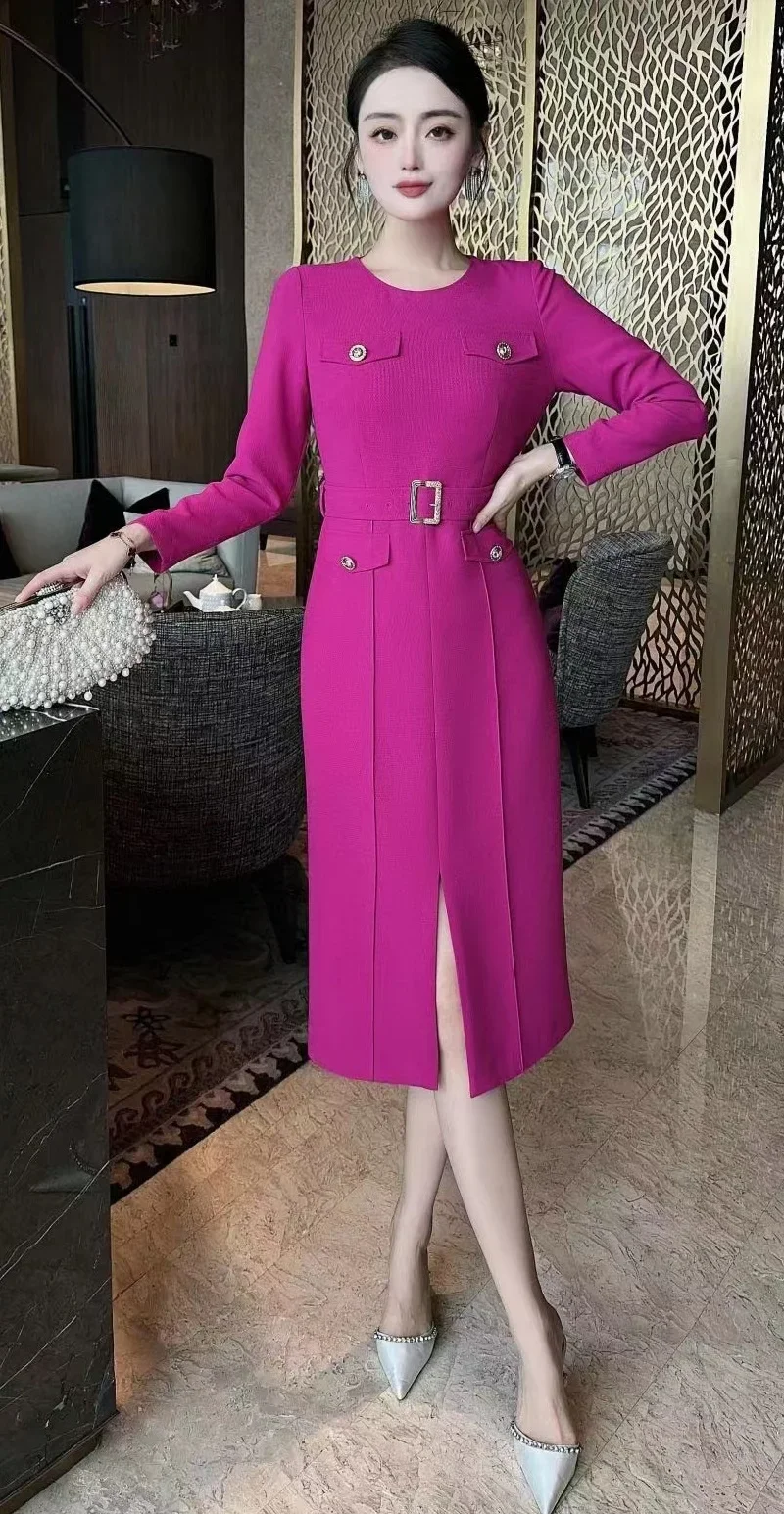 Top Quality New 2023 Autumn Winter Dress Women Big Button Belt Deco Split Sexy Long Sleeve Mid-Calf Black Purple Dress Vestidos| Alibaba.com Top Quality New 2023 Autumn Winter Dress Women Big Button Belt Deco Split Sexy Long Sleeve Mid-Calf Black Purple Dress Vestidos| Alibaba.com