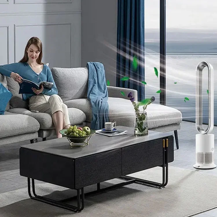 Smart Mobile App Control Low Noise No Leaf Fan DC Brushless Motor Floor Standing Oscillating Cooling Bladeless Fan for Household