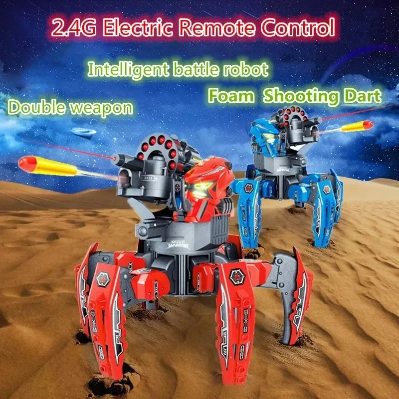 2.4G Electric Remote Control Spider Robot Gravity Sensing Rc Intelligent Fighting Robot DIY Shooting Game with Double weapon Toy