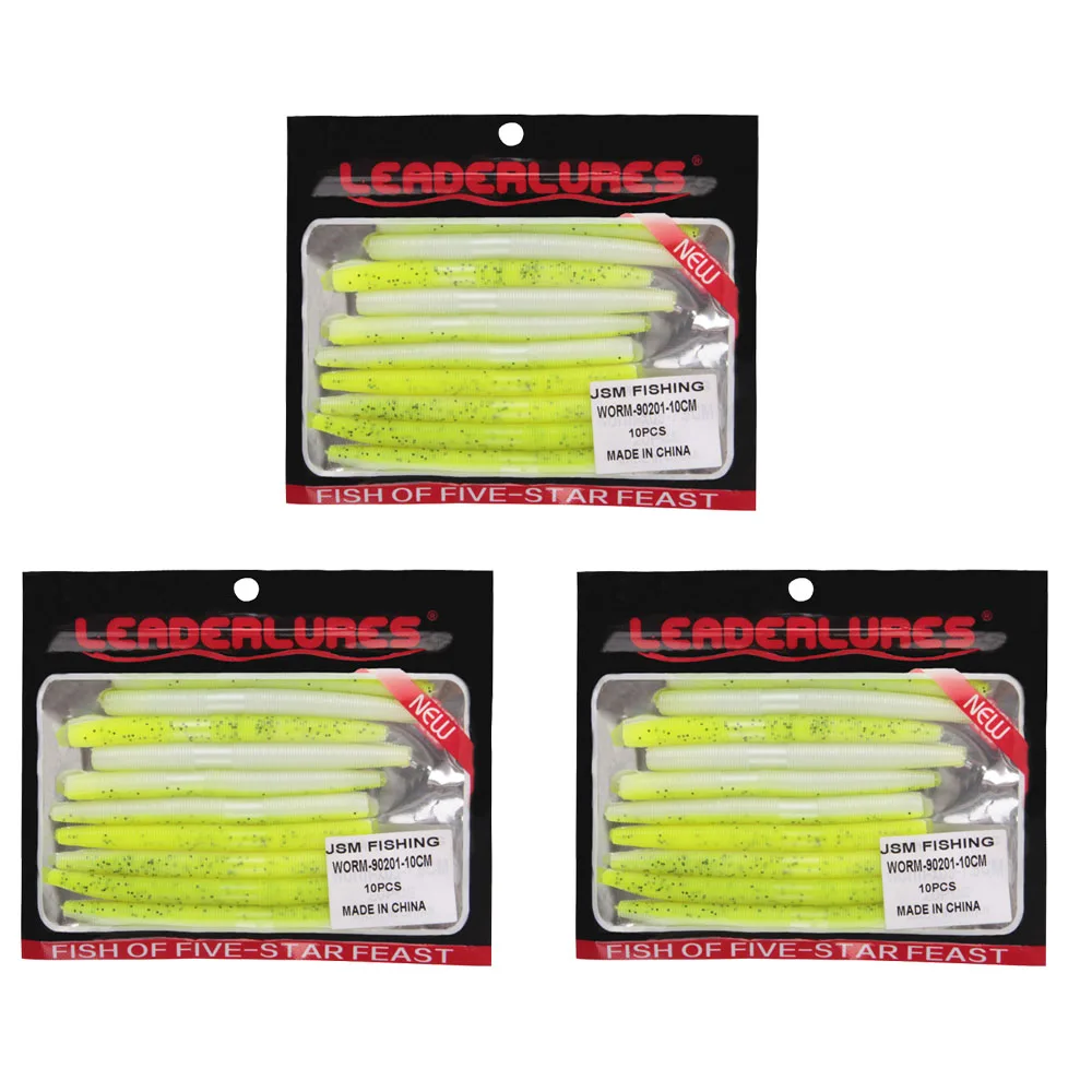 30pcs sea plastic worm fishing lure