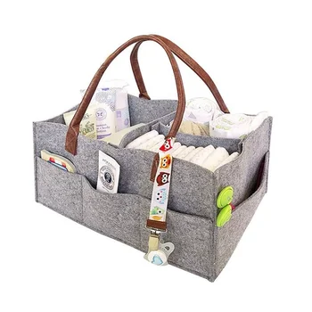 Multi-pockets Felt Fabric Travel caddy organizers Large Nursery Diaper Caddy Organizer Box Portable Baby Storage Bag Basket