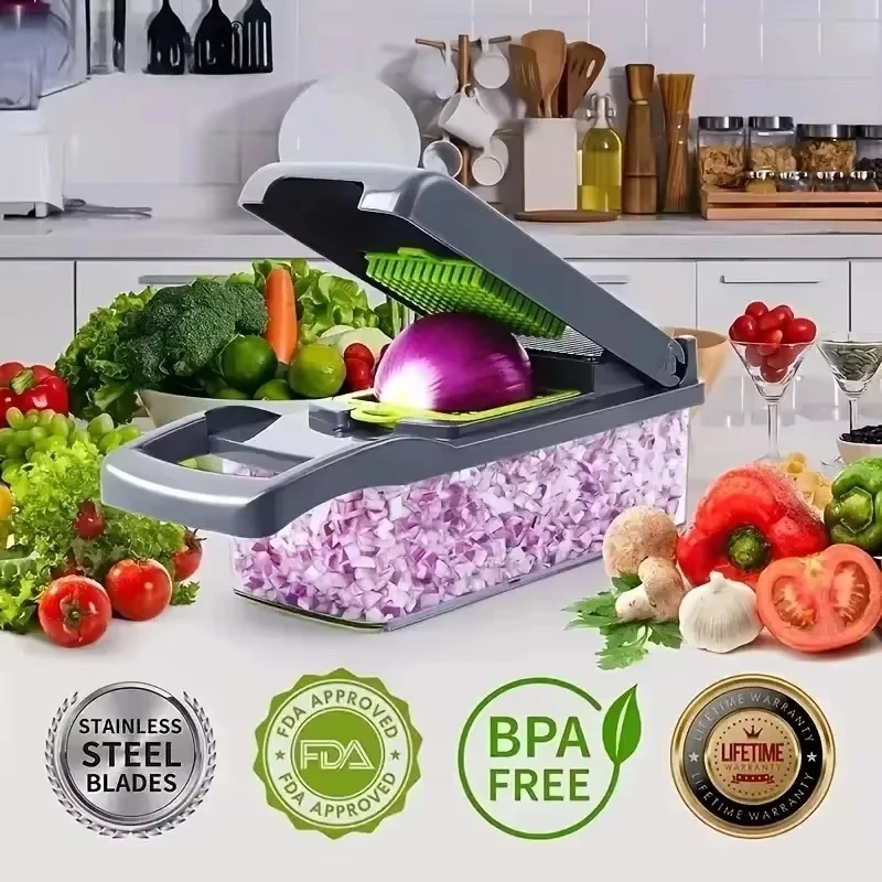 14/16 in 1 Multifunctional Vegetable Chopper Manual Food Chopper Vegetable Slicer Dicer Mandoline Vegetable Cutter