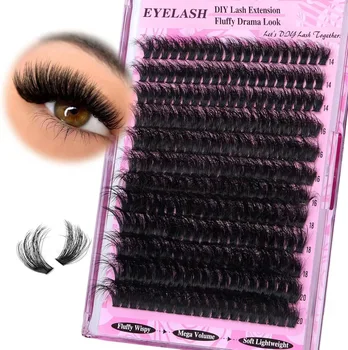 Foreign Trade Supply 200D Mink Hair Vegan Cruelty-Free False Eyelashes 240 Cluster 14-20mm Fluffy Segmented DIY