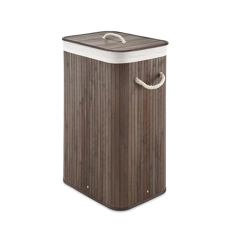 Laundry Hamper With Rope Handles Bamboo Natural Stain Bamboo Laundry