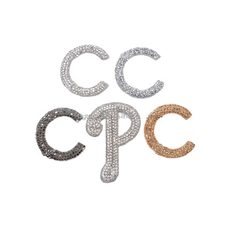 Free sample Custom  logo design heat transfer 3D beaded rhinestone applique Patch for clothing