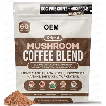 OEM Private Label Ganoderma Coffee Instant Reishi Mushroom Coffee Extract Powder Organic Lions Mane Mushroom Coffee
