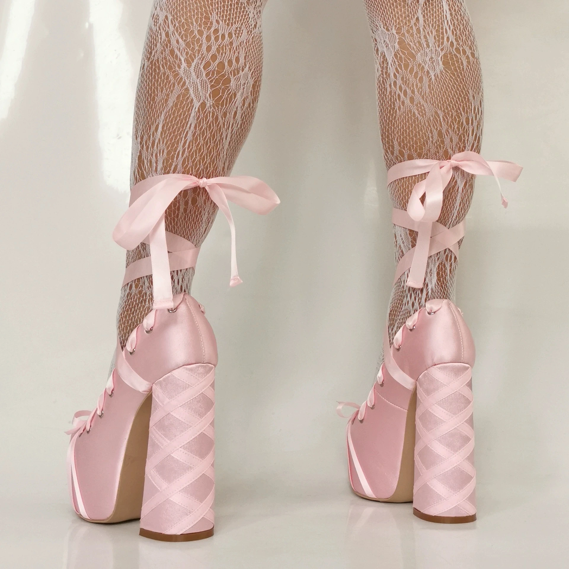 2025 Satin Square Toe Ballet Shoes Lolita Platform Thick-heeled Women Thick-heeled Shoes Chunky Heel Pumps Dance Shoes - Image 3