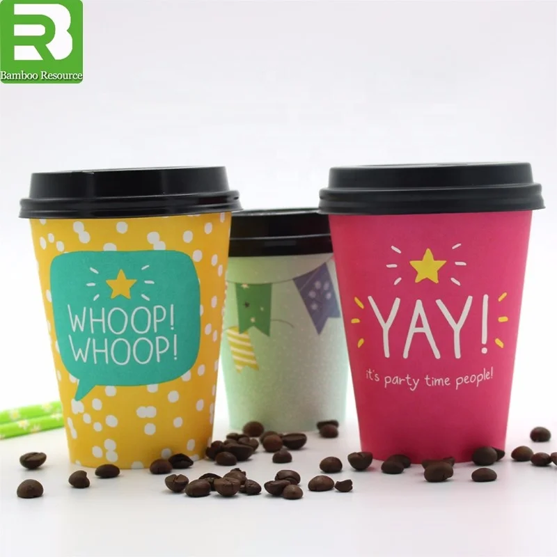 Biodegradable Eco Wheat Straw Disposable Custom Paper Coffee Cafe Design Beverage Cups to Go Cup