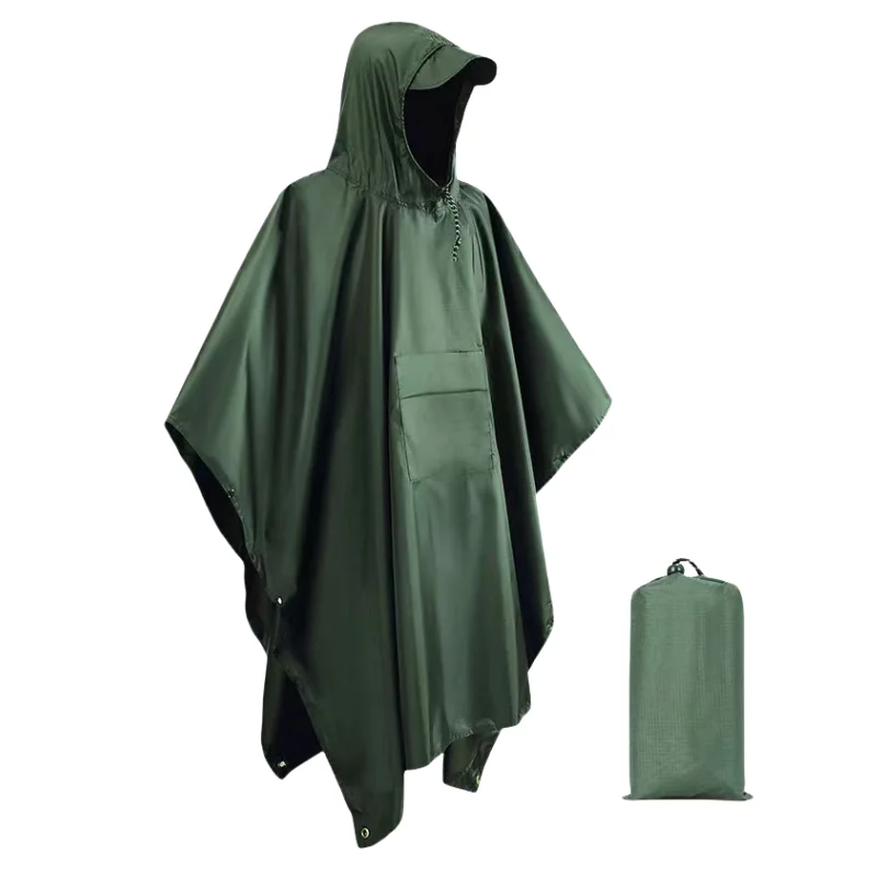 Custom Quick Dry 3-in-1 Adults Cloak Raincoat with Pocket Waterproof Rain Poncho for Outdoor Cycling Hiking Camping Travel