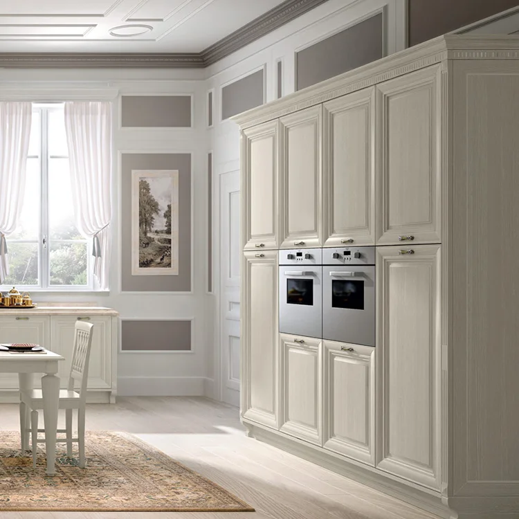 2020 new European style  wood white open kitchen cabinet designs apartment projects made in China