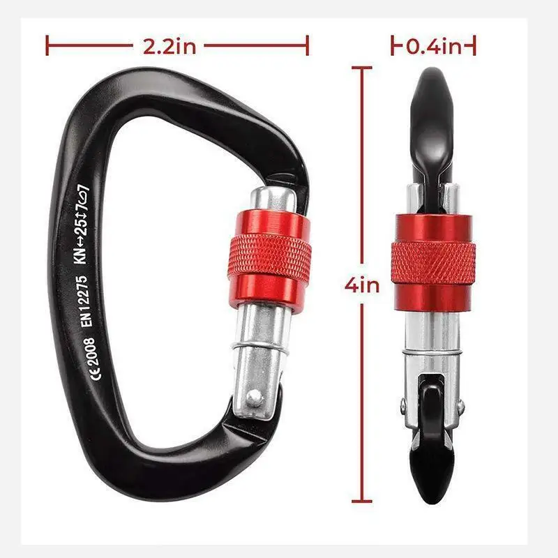 Heavy Duty Safety Rock Carabiner Screw Lifting Hook 25kn Self-locking Carabiner Custom Logo Climbing Metallic Carabiner