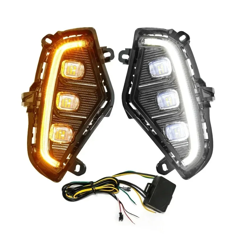 12V LED Fog Lights Daytime Running Lamps DRL White Yellow Turn Signal Lamp for Toyota RAV4 2019-2022 Accessories
