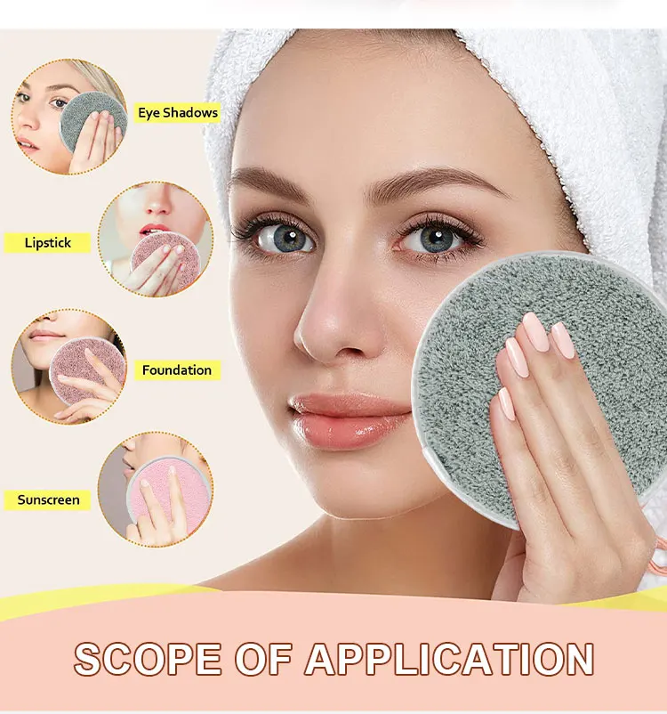 Customized Logo Reusable Microfiber Makeup Remover Pads Washable Cotton