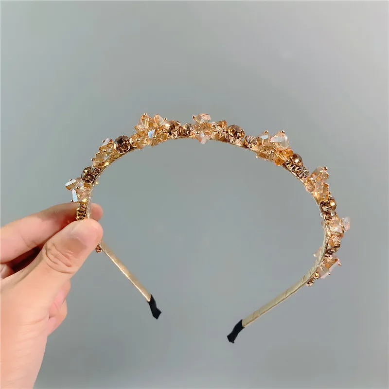 Fashion Jewelry Crystal Diamond Headband French Elegant Hairband Banquet  Hair Clamp Pressure Headpiece for Women and Girl