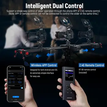 NEEWER 47.2/120cm Motorized Camera Slider, App Wireless Control Carbon Fiber Dolly Rail Slider, Support Video Mode, Time Lapse detail image